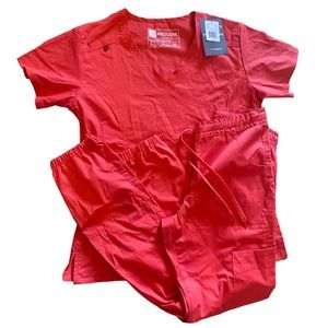 MEDGEAR Rose Red Jogger Scrub Set Women’s Size XS
